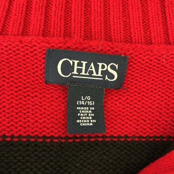 Chaps size large (14/16) youth boys black/red sweater. - Picture 4 of 5